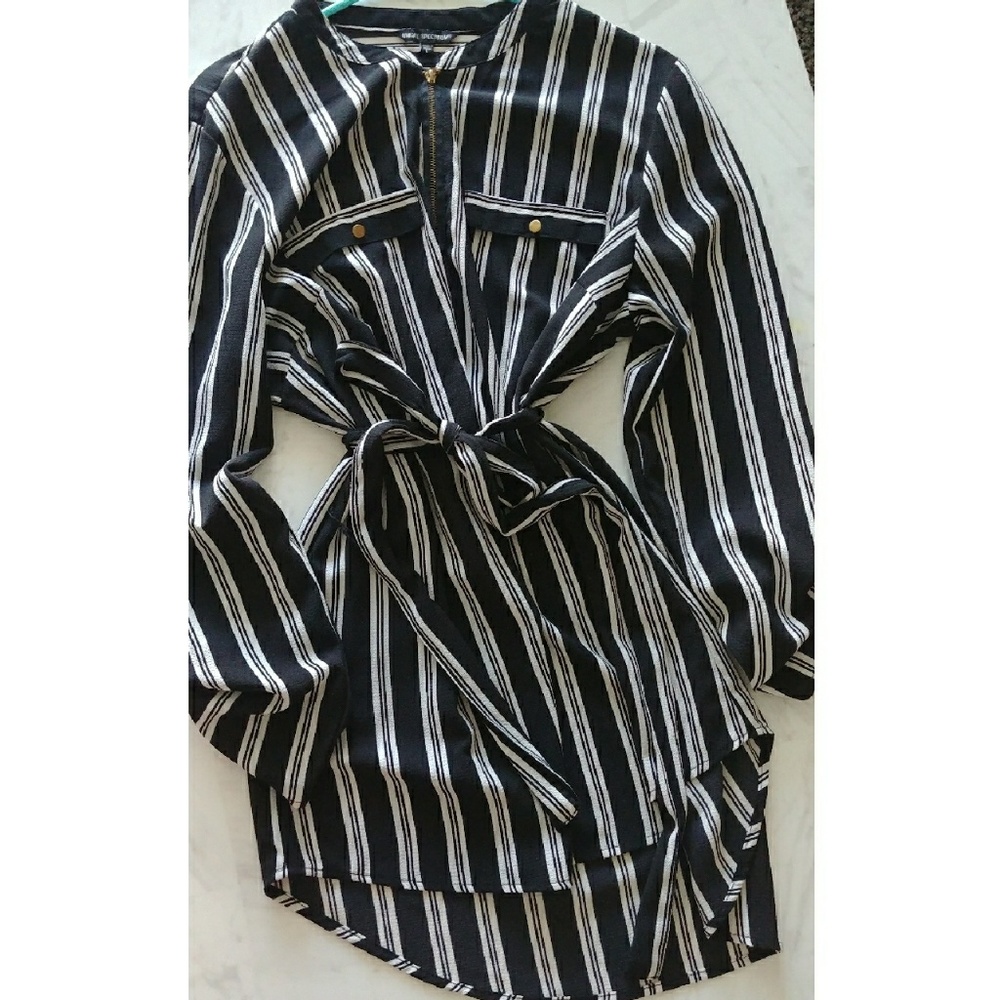 Unique Spectrum black and white striped dress
